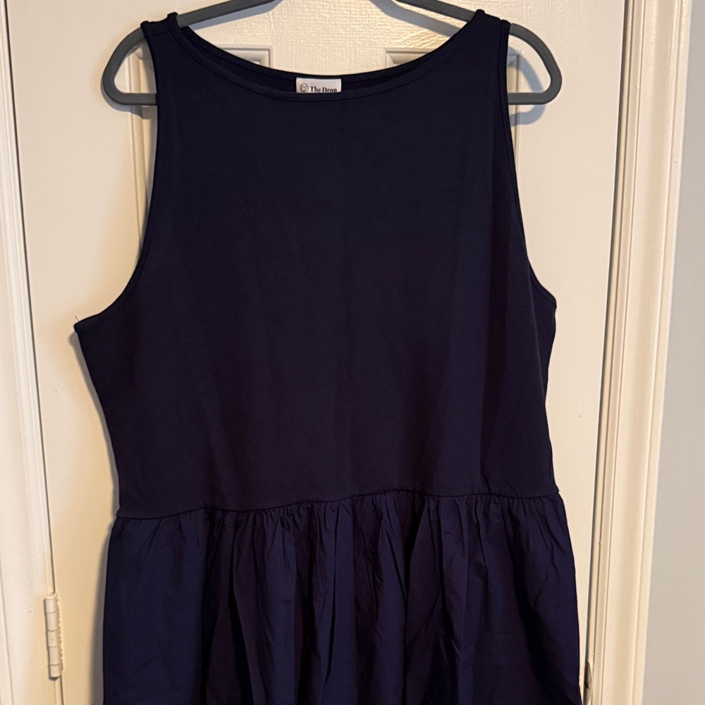 Women's Navy Sleeveless Tiered Tank Top